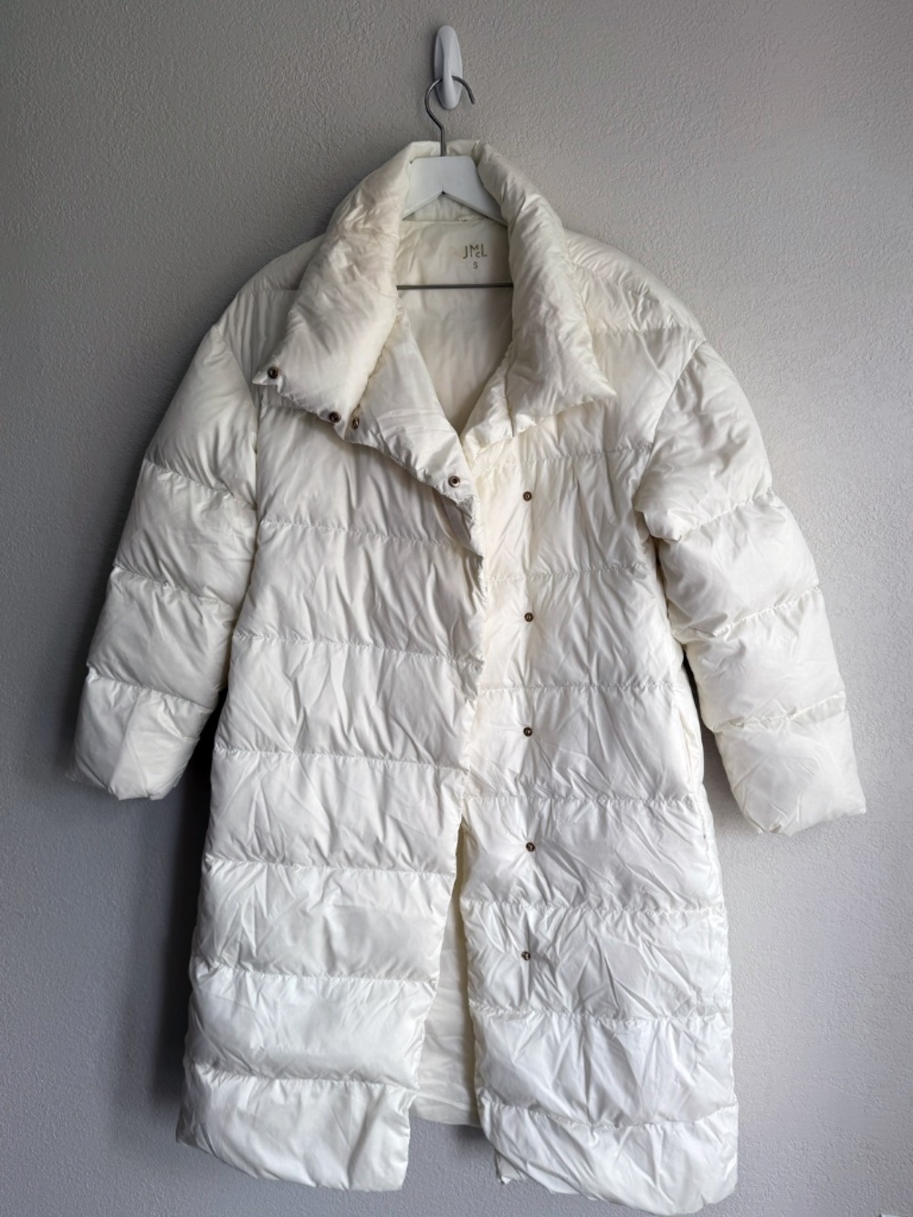 JMCL White Long Puffer Coat Oversized Cocoon